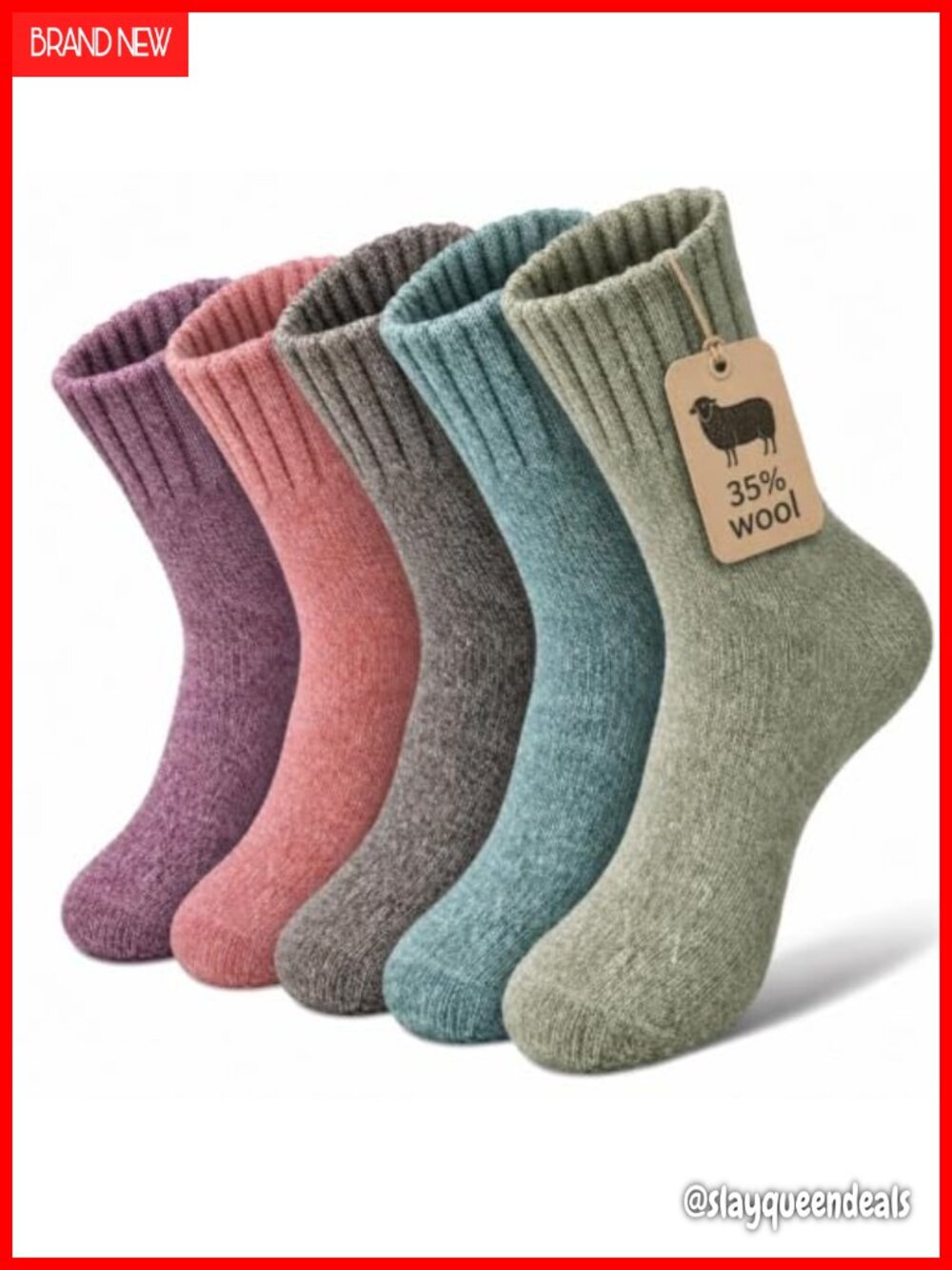 Wool Blend Crew Boot Socks 5 Pairs Winter Warm Cozy